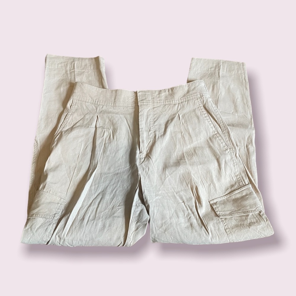 Vince Linen Blend Cargo Crop Tan/Oat Pants